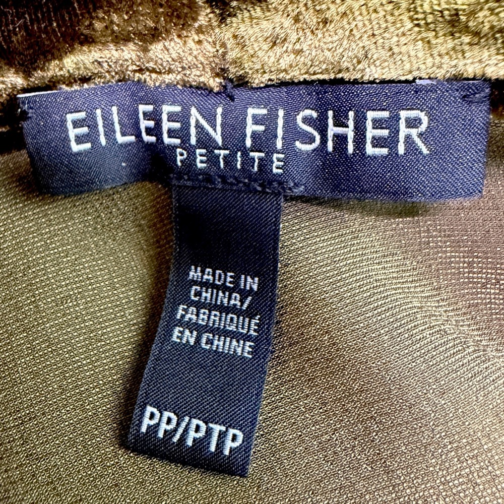 EILEEN FISHER Green Silk Velvet Open Front Kimono Shawl Collar Cardigan PP/PXS - Picture 6 of 9